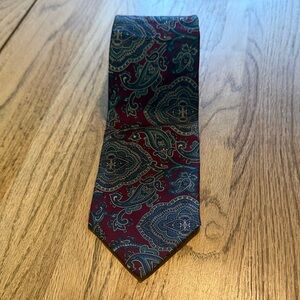 Robert Talbott Burgundy Silk Tie with Teal Paisley
